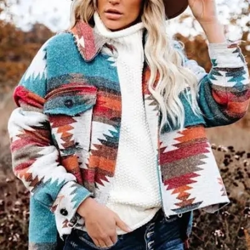 LA MIEL Vibrant Patterned Utility Jacket